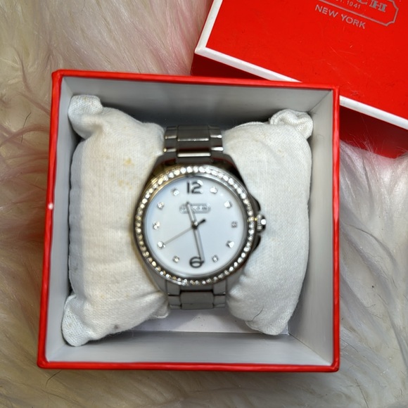 COACH Movado Watch Silver with Crystals - battery still works, links included - Picture 2 of 5